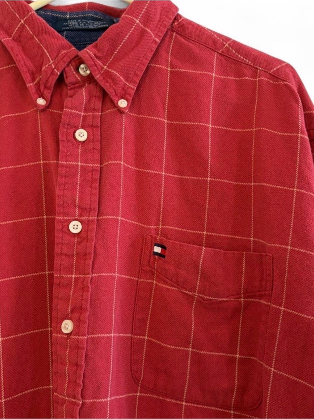 Vintage Tommy Hilfiger Red Windowpane Button-Down Shirt